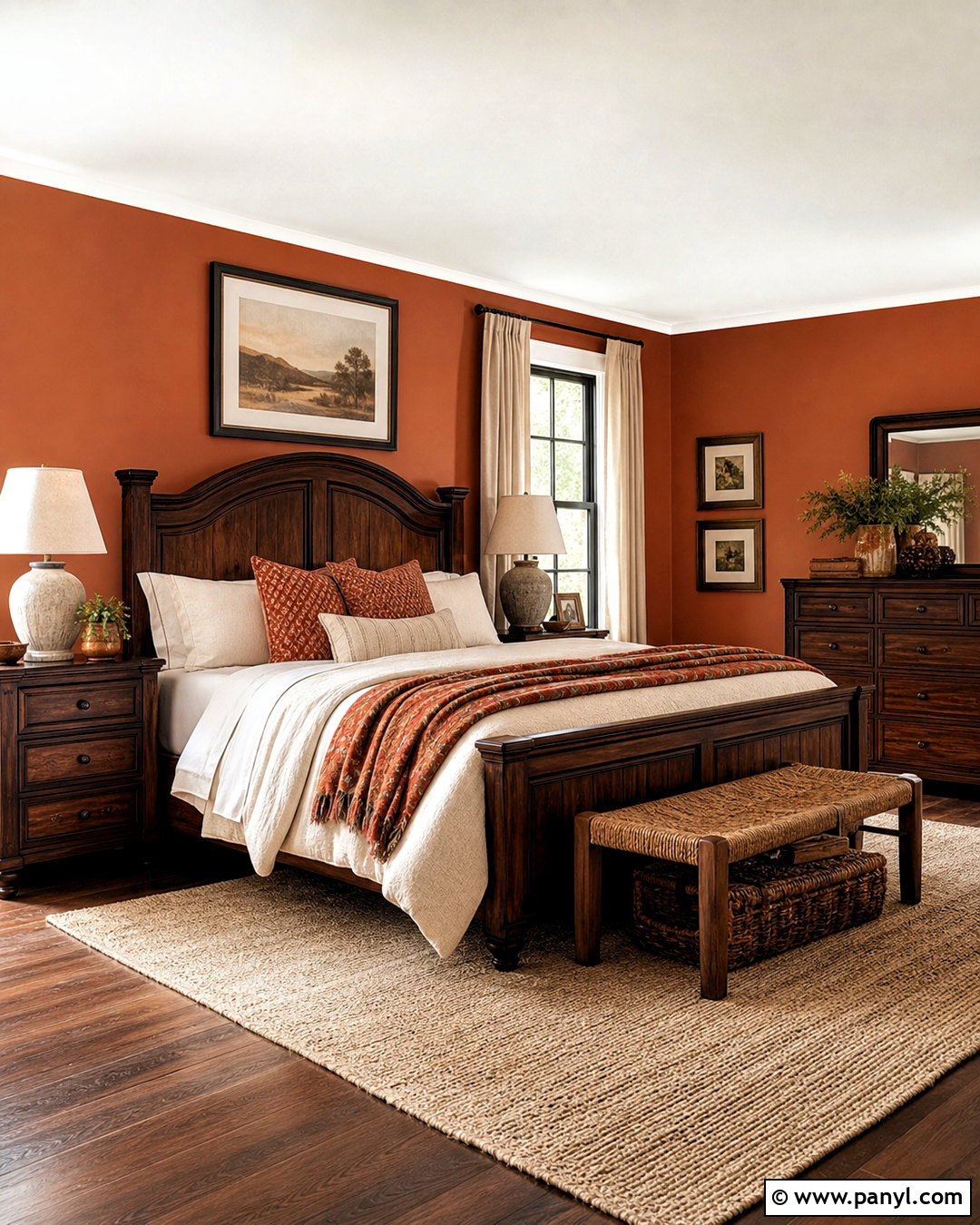 Burnt Orange Bedroom Walls With Dark Wood - 20 burnt orange bedroom walls