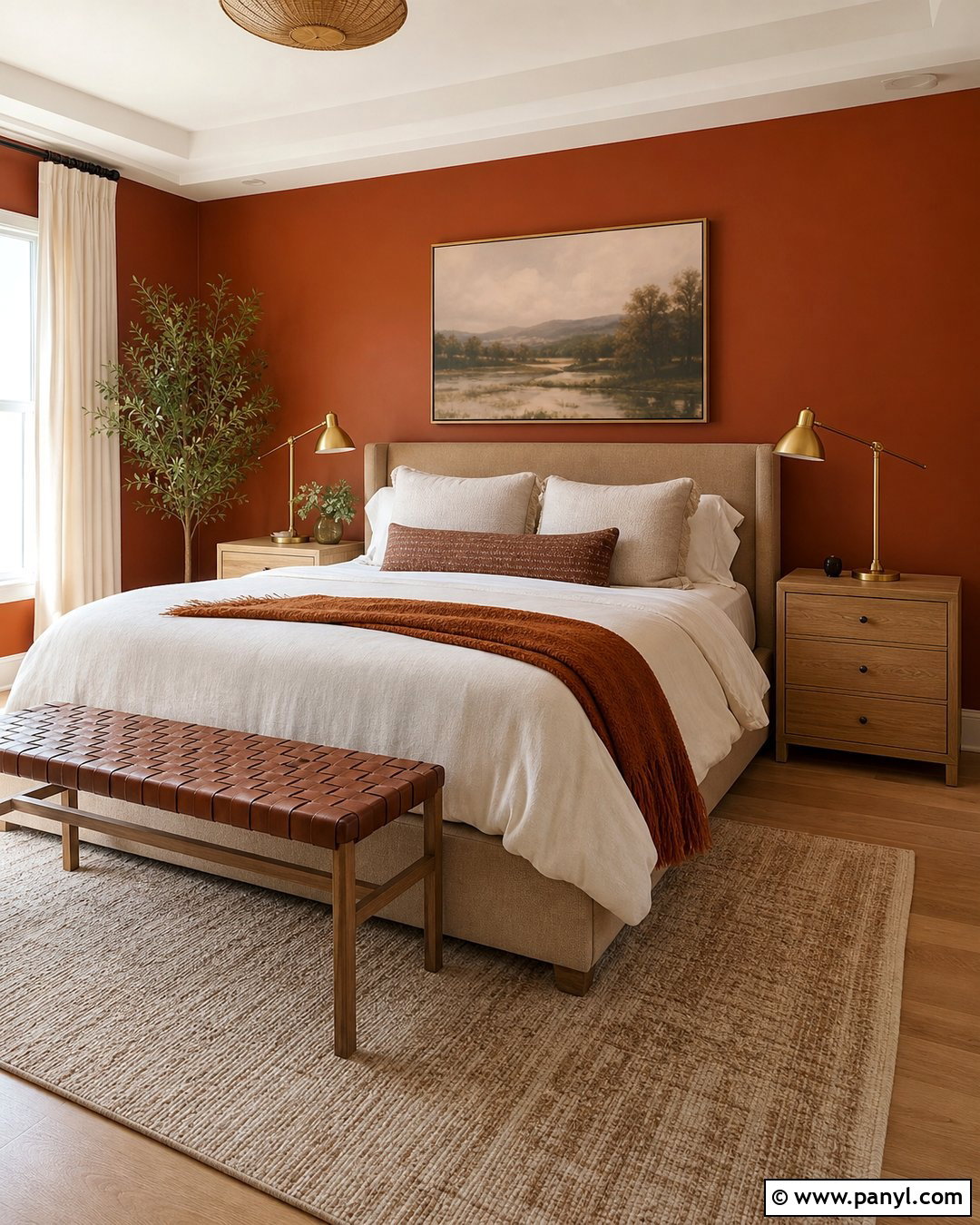 Burnt Orange Bedroom With Ivory Bedding - 35 burnt orange walls