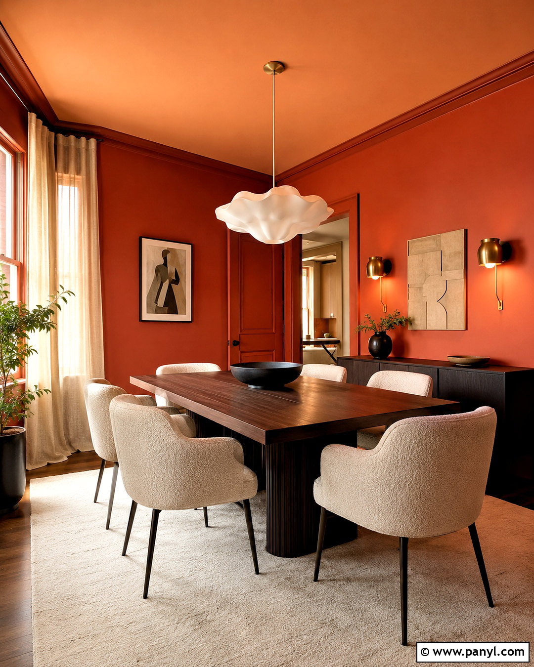 Burnt Orange Color Drenched Dining Room - 20 burnt orange dining room ideas
