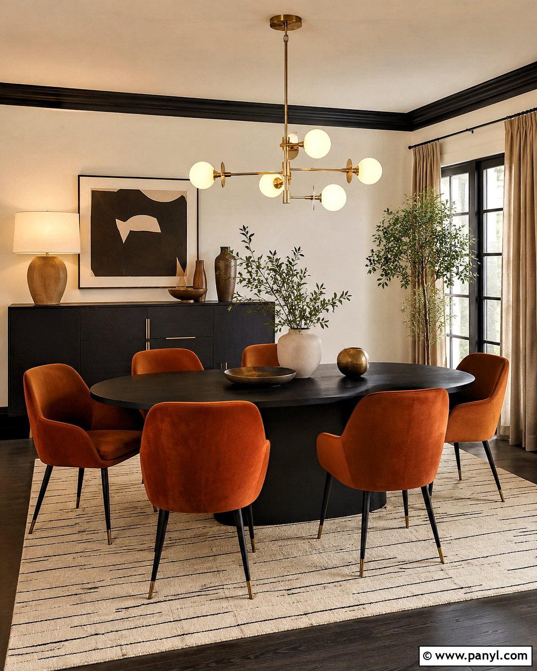 Burnt Orange Dining Room With Black And Brass - 20 burnt orange dining room ideas