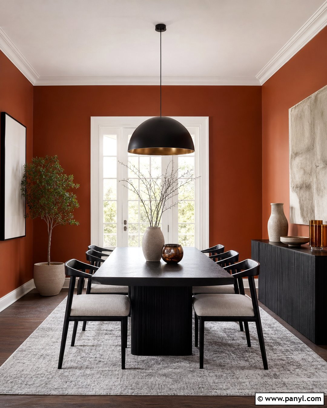 Burnt Orange Dining Room With Charcoal Furniture - 35 burnt orange walls