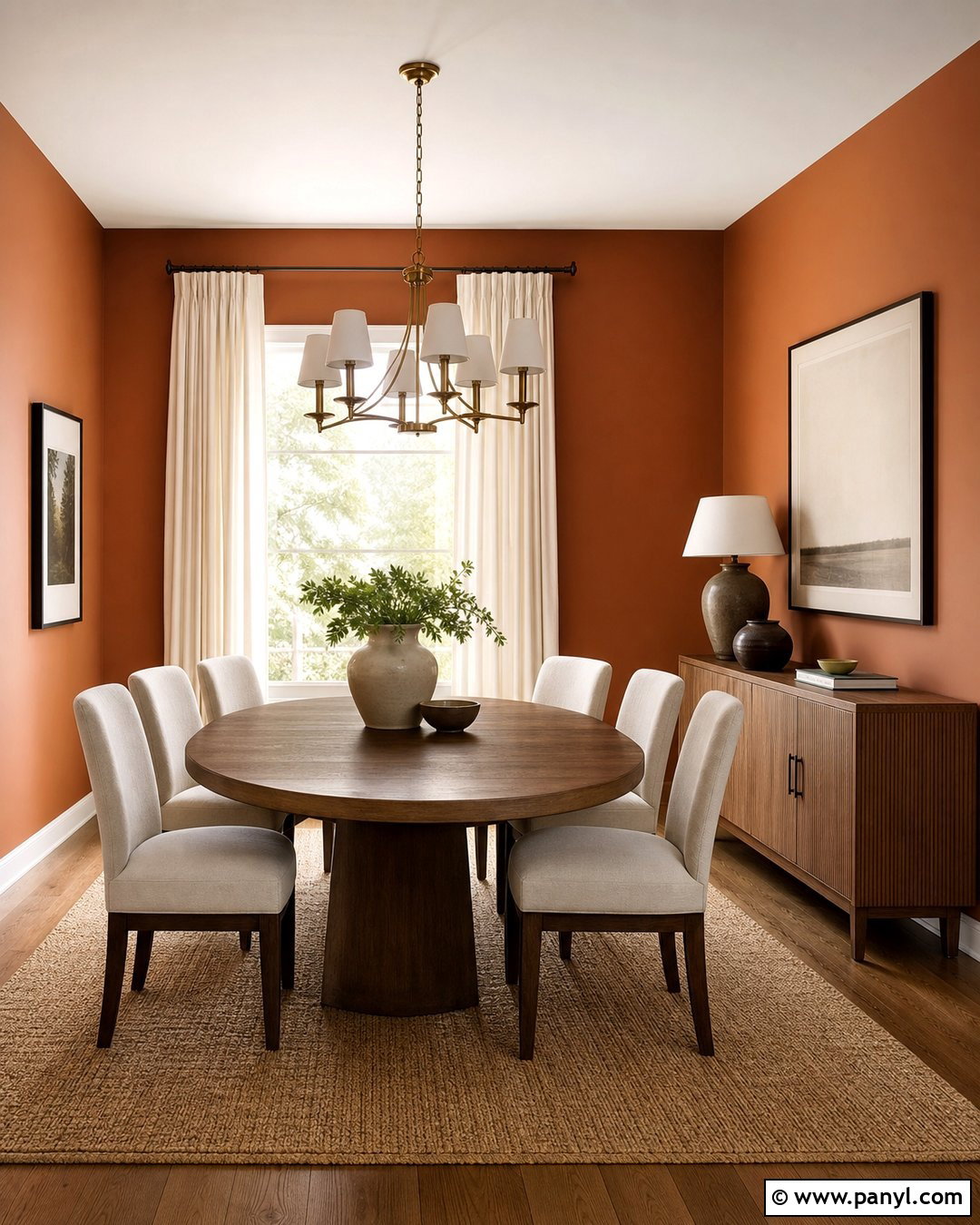 Burnt Orange Dining Room With Cream Chairs - 35 burnt orange walls
