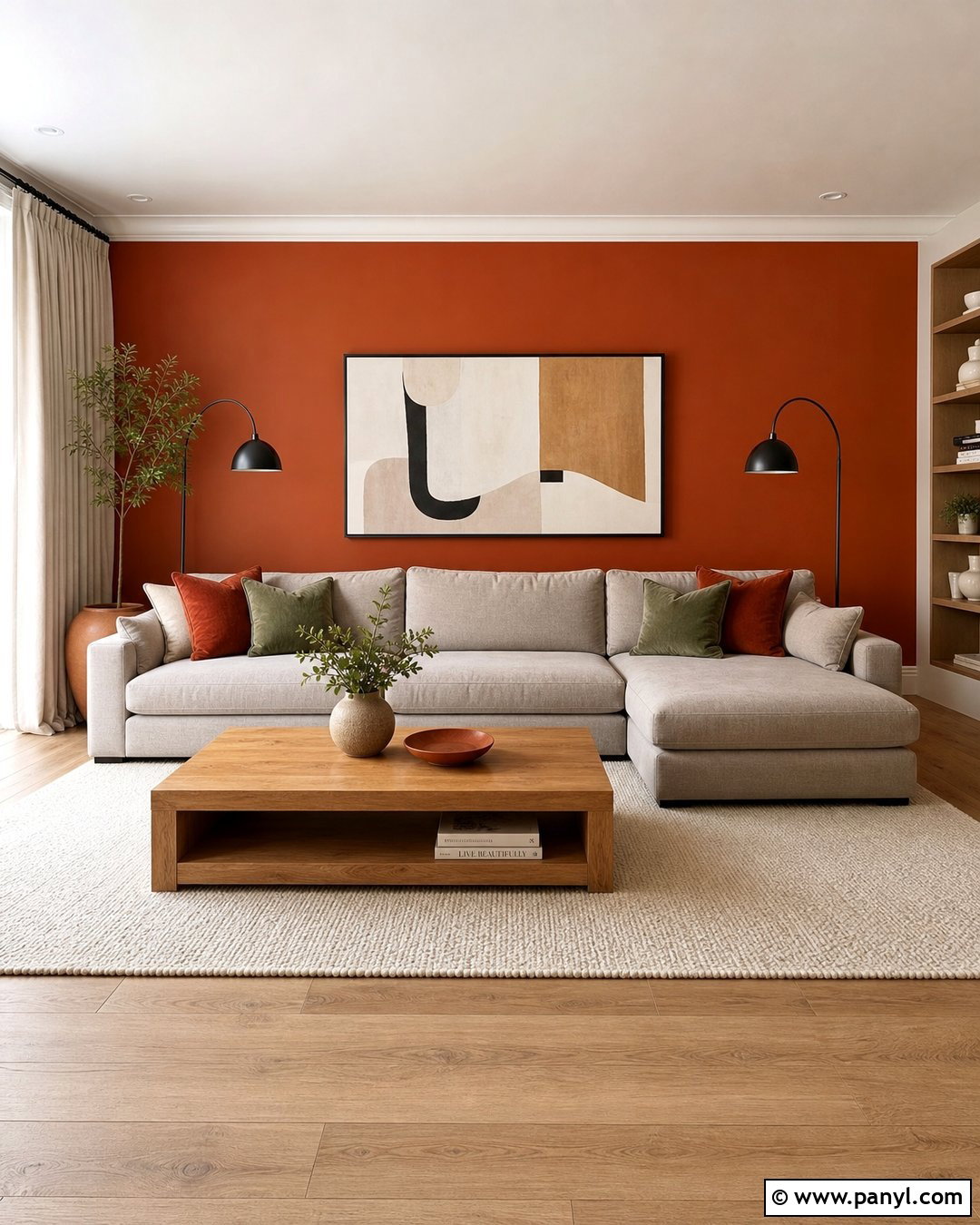 Burnt Orange Feature Wall Living Room - 30 orange feature wall ideas