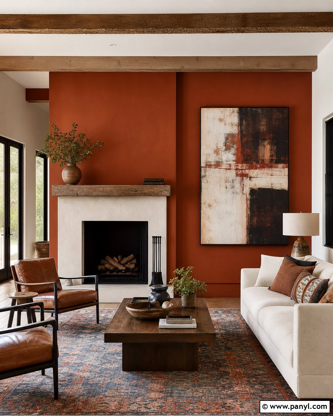 Burnt Orange Fireplace Accent Wall - 35 colorful accent wall ideas