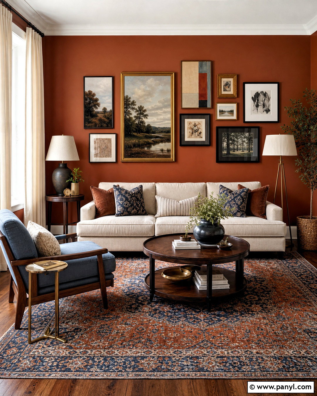 Burnt Orange Gallery Wall Living Room - 20 burnt orange accent wall living room ideas