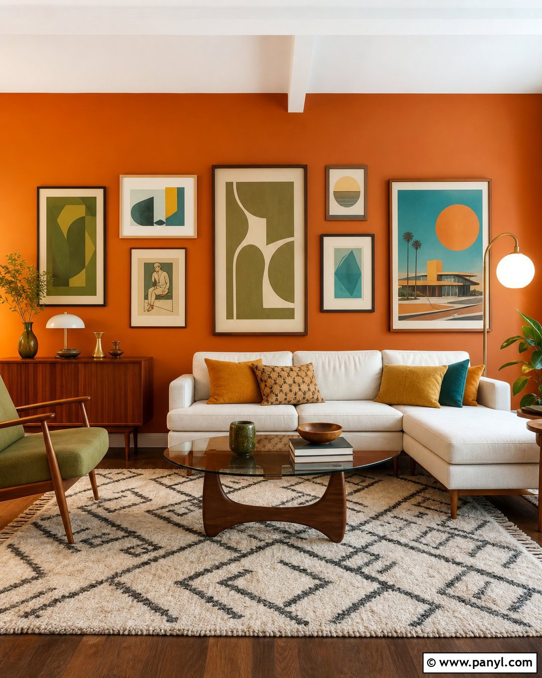 Burnt Orange Gallery Wall - 25 Gallery Wall Colors