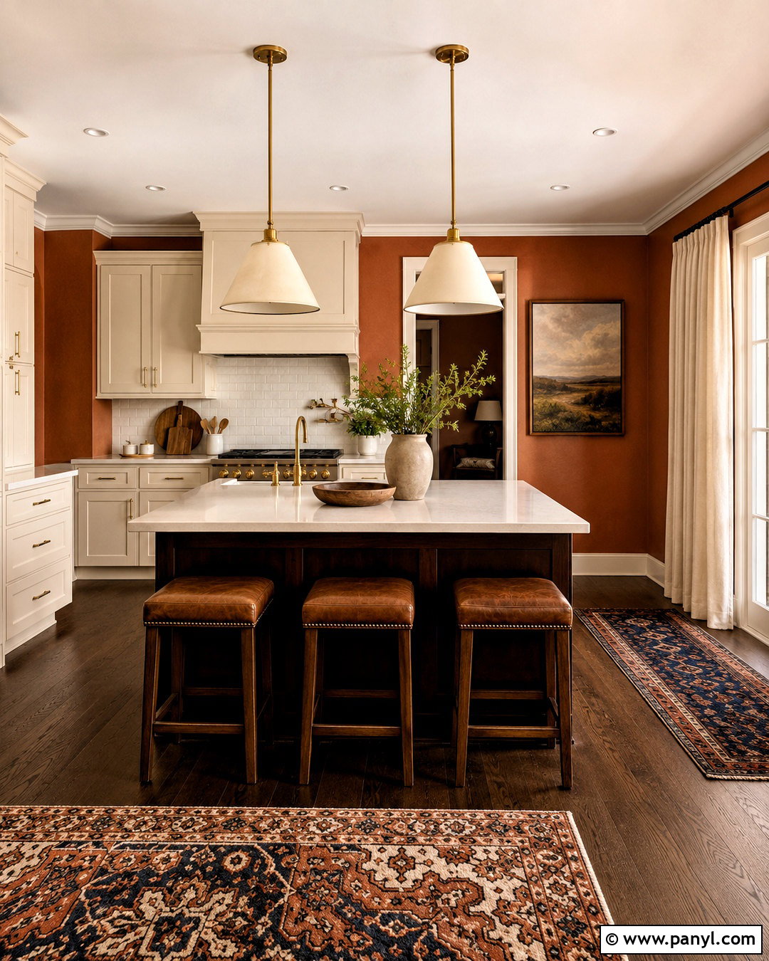 Burnt Orange Kitchen Walls With Cream Cabinets - 40 kitchen wall color ideas