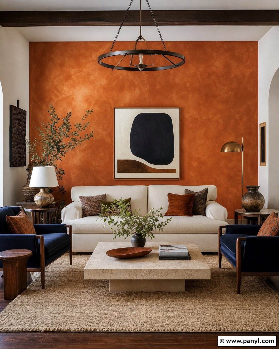 Burnt Orange Limewash Living Room Wall - 35 limewash accent wall ideas