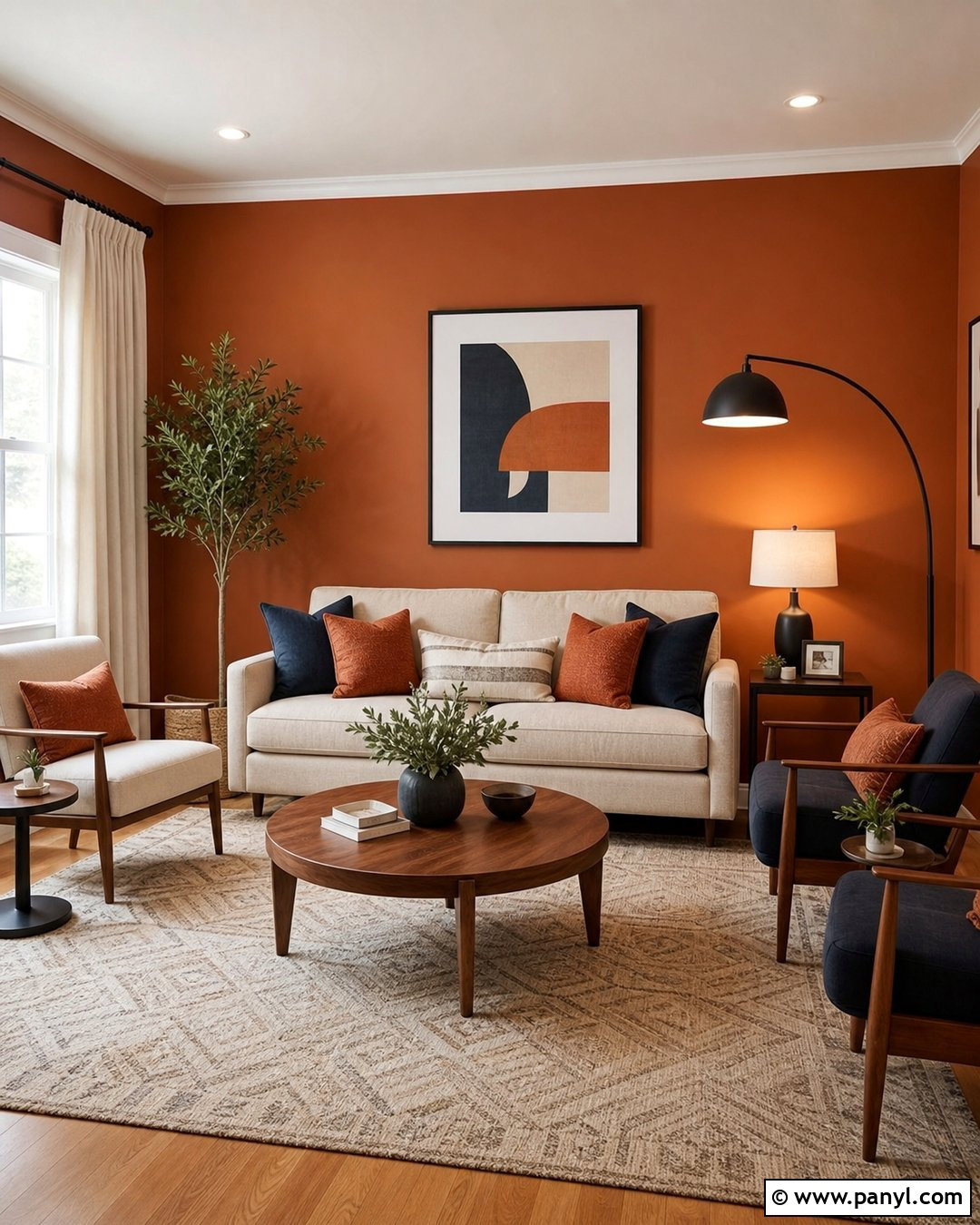 Burnt Orange Living Room Accent Wall - 30 orange accent walls