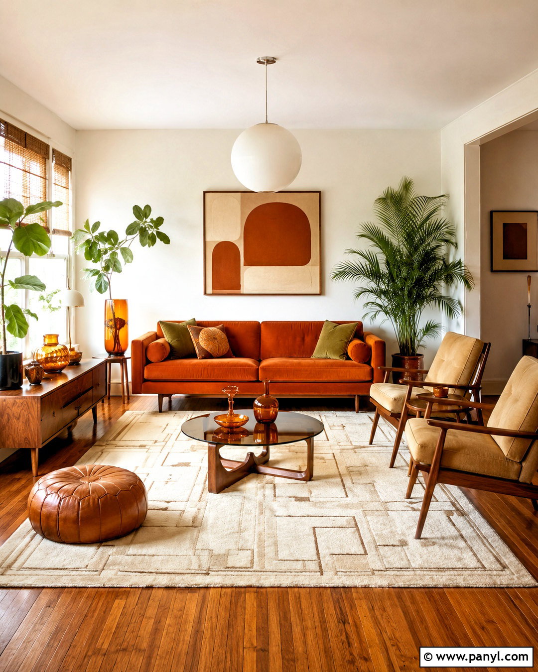 Burnt Orange Mid Century Modern Living Room - 20 mid century modern living room ideas