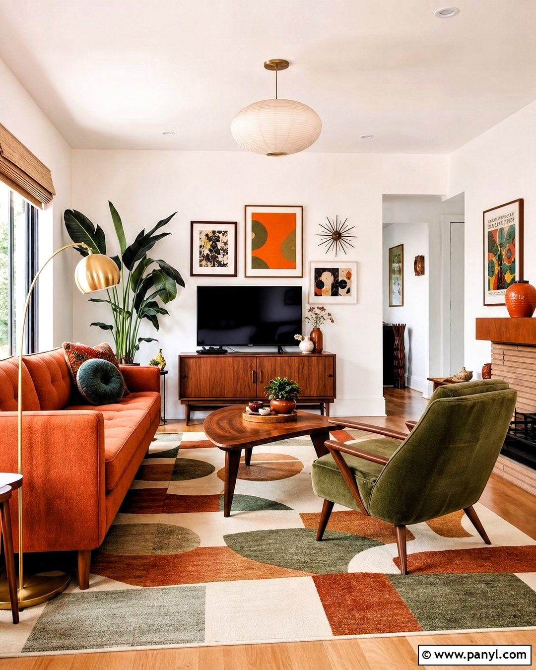 Burnt Orange Midcentury Living Room - 20 burnt orange interior ideas