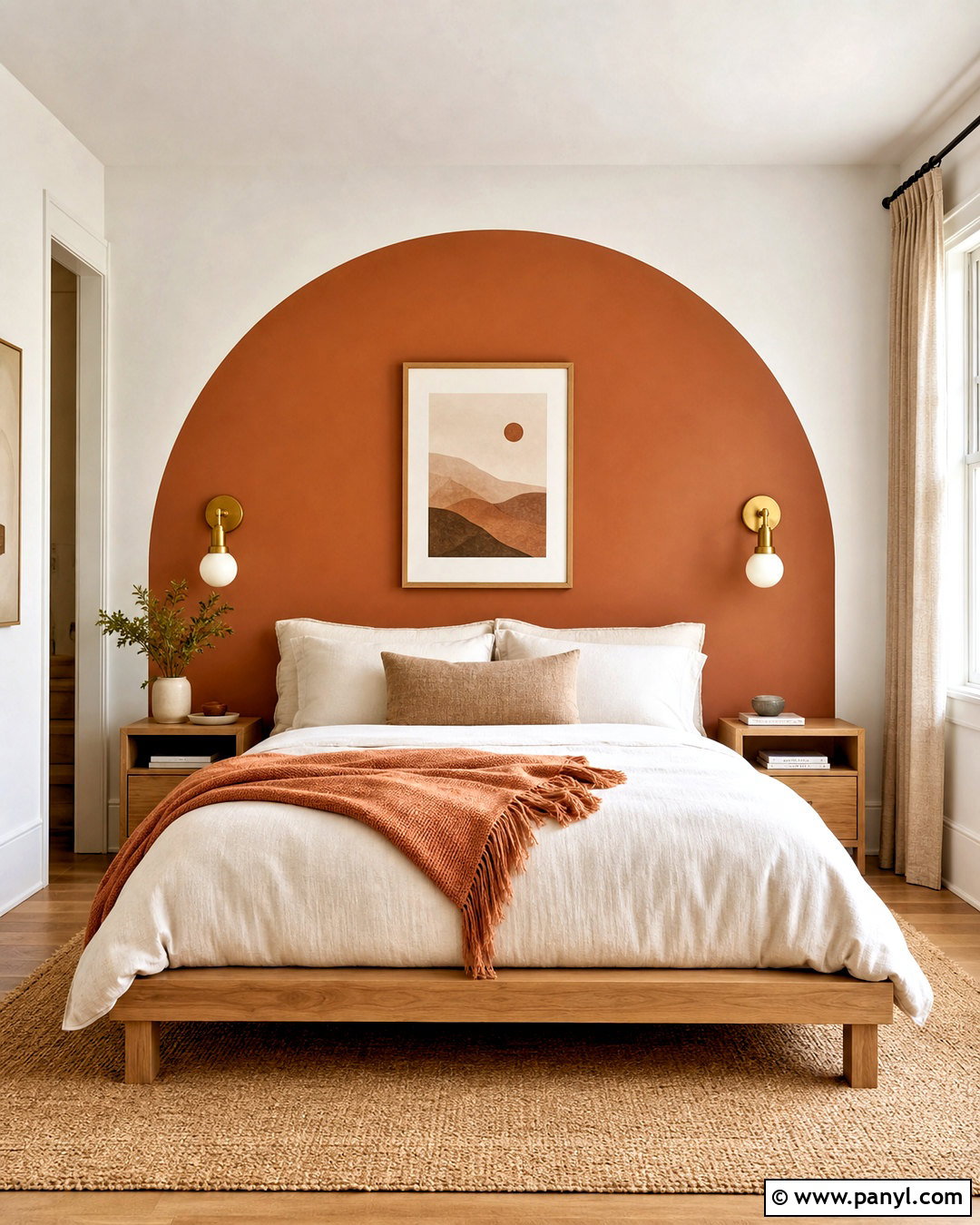 Burnt Orange Painted Arch Behind Bed - 20 burnt orange bedroom walls