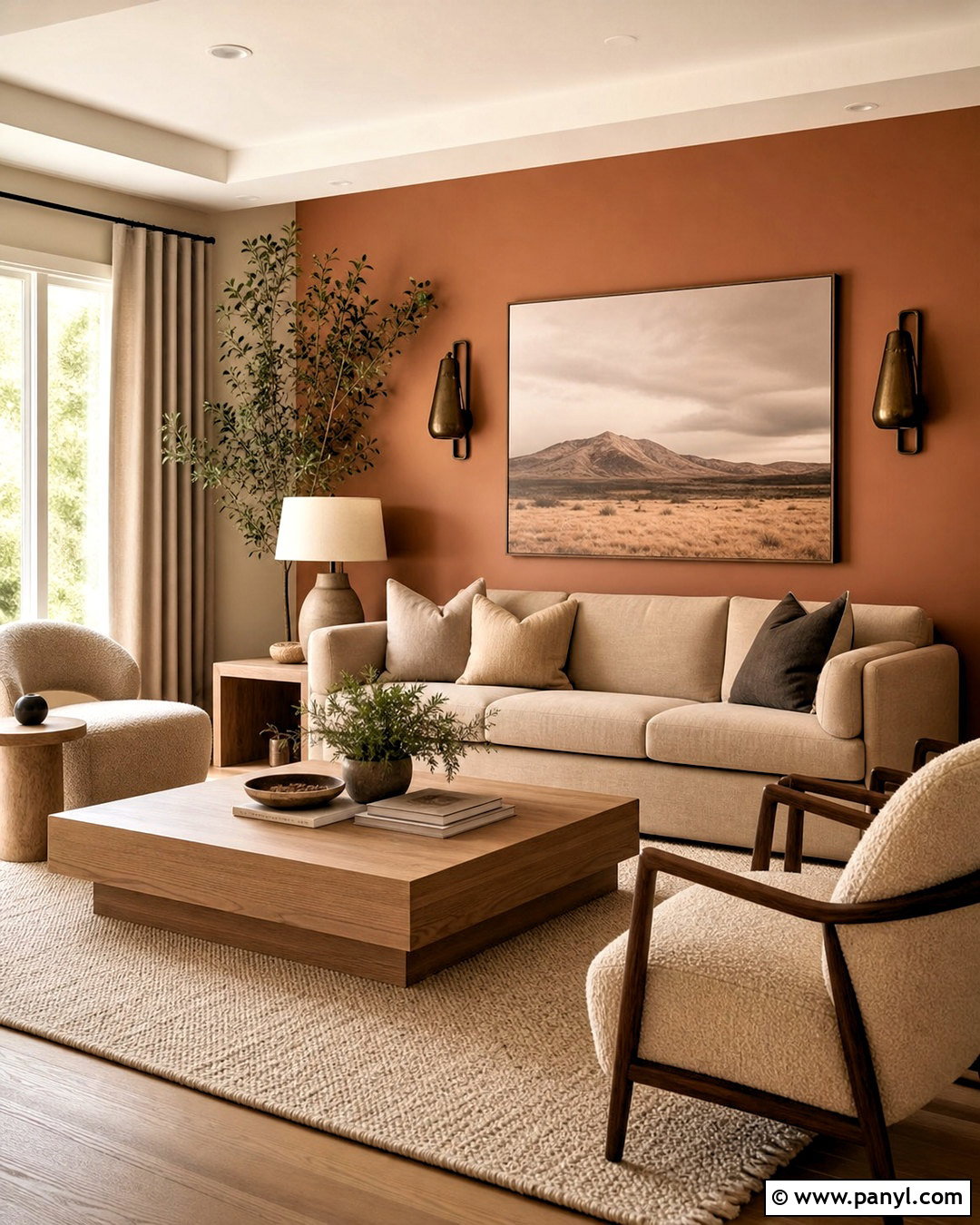 Burnt Orange Wall With Beige Decor - 20 burnt orange living room walls