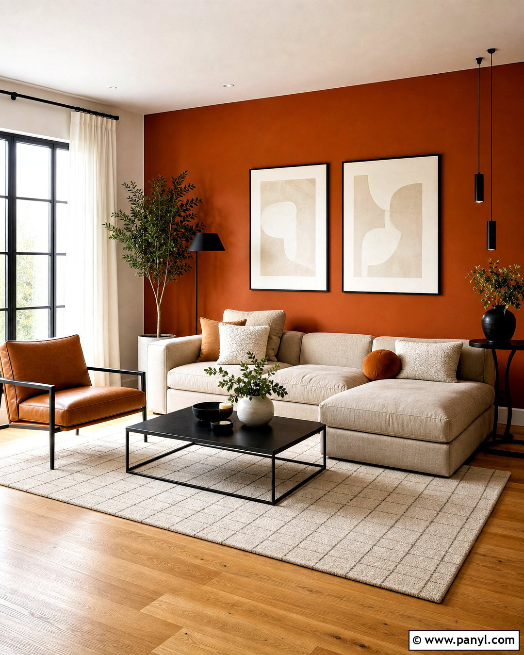 Burnt Orange Wall With Black Accents - 20 burnt orange living room walls