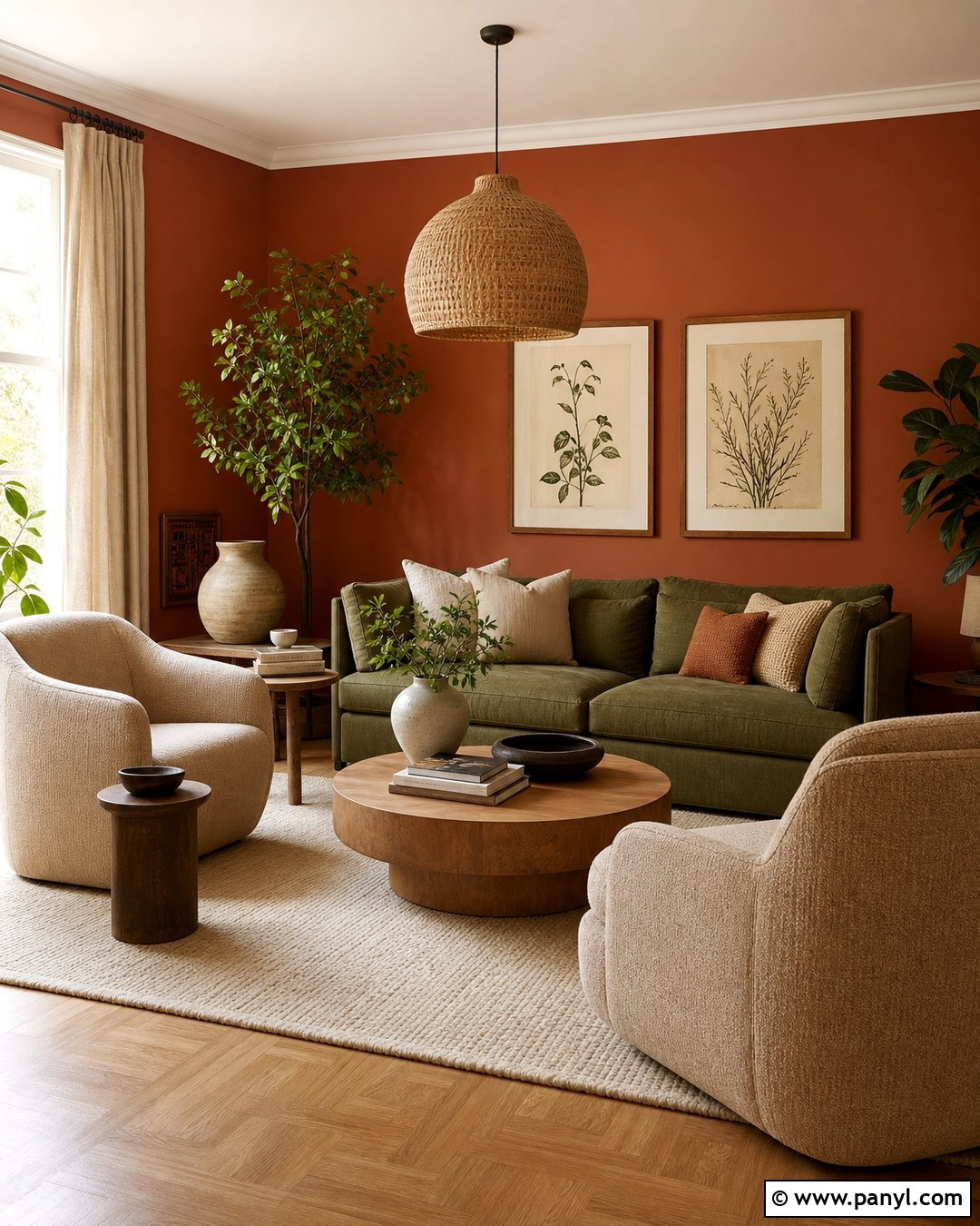 Burnt Orange Walls With Olive Green Decor - 35 burnt orange walls