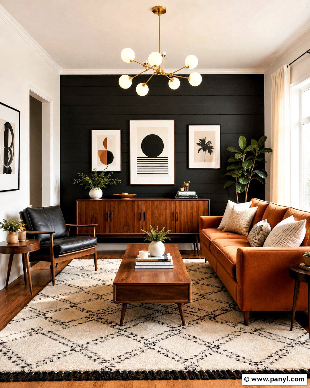 Burnt Orange With A Black Accent Wall - 20 What Colors Go With A Black Accent Wall Ideas