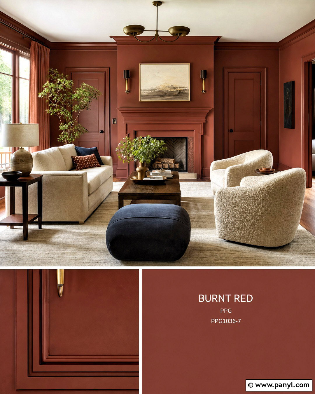 Burnt Red Living Room - 20 modern living room paint color ideas