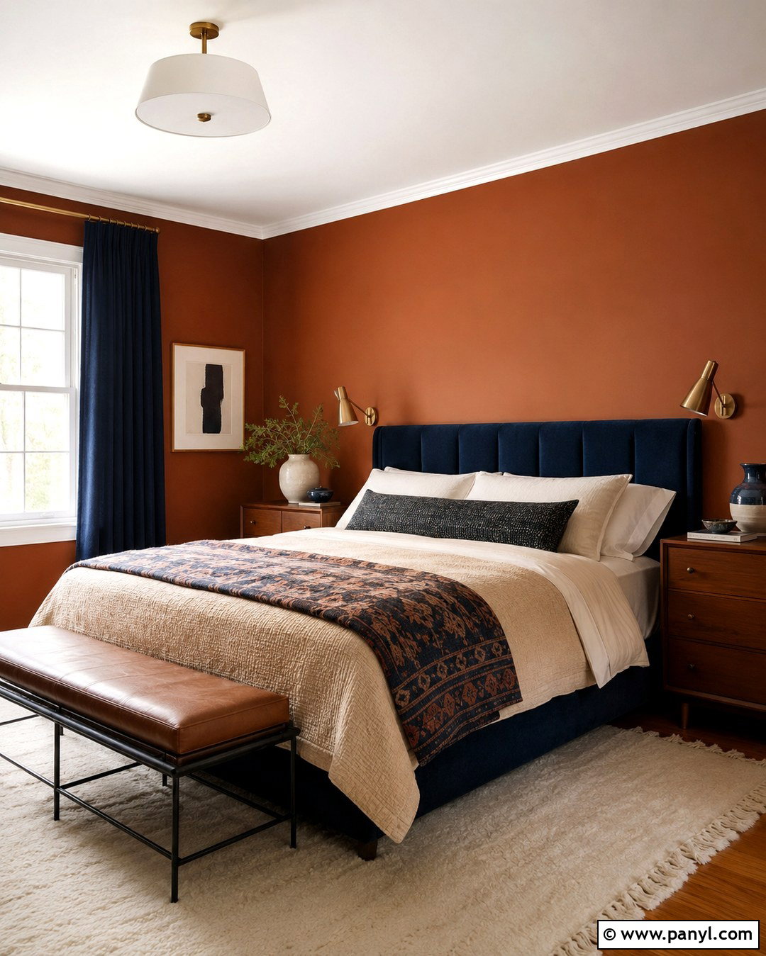 Burnt Sienna Bedroom Walls With Navy Blue - 20 burnt sienna walls