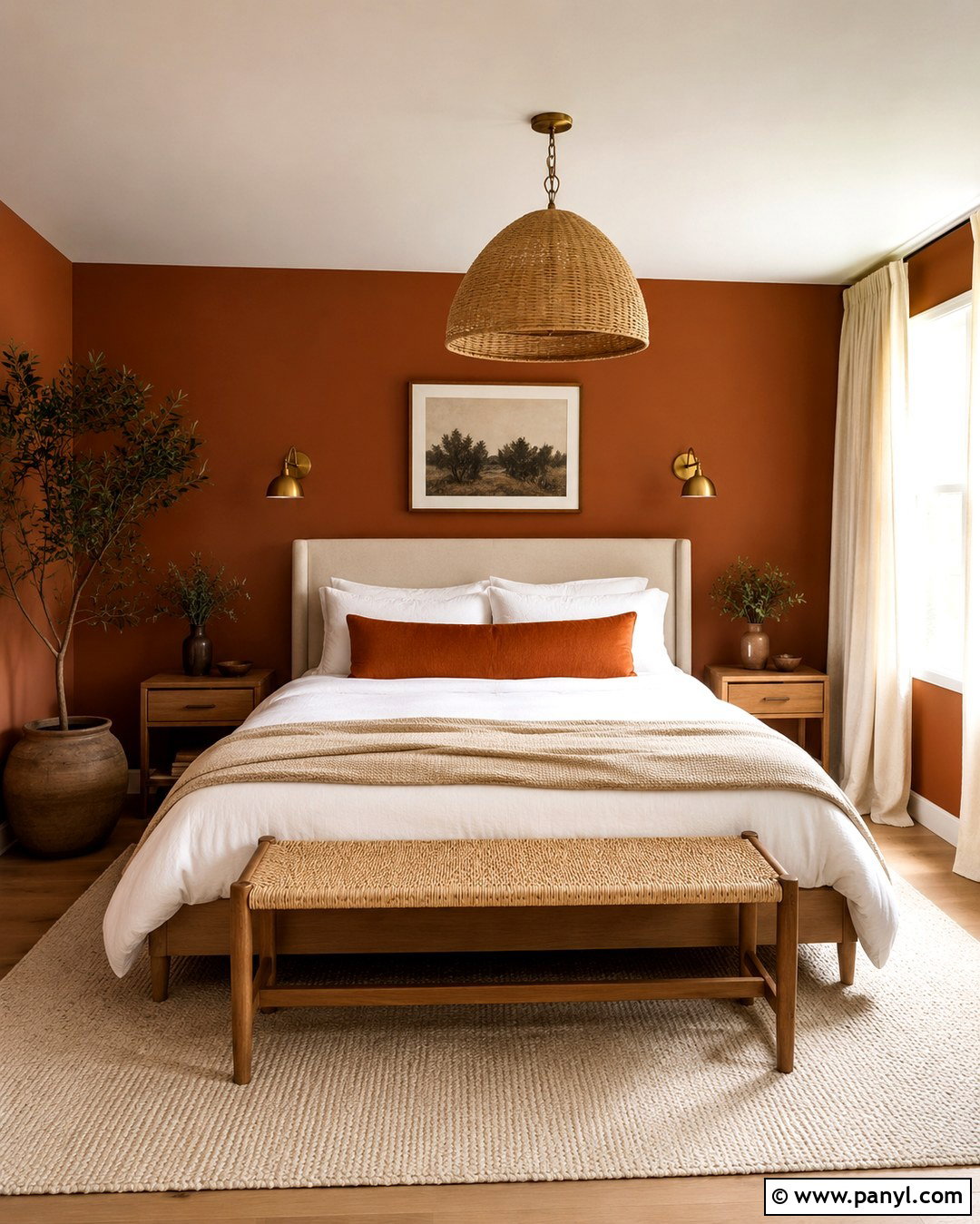 Burnt Sienna Bedroom Walls With White Bedding - 20 burnt sienna walls