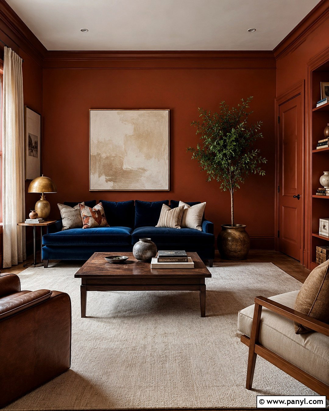 Burnt Sienna Color Drenching With Matching Trim - 20 burnt sienna wall paint ideas