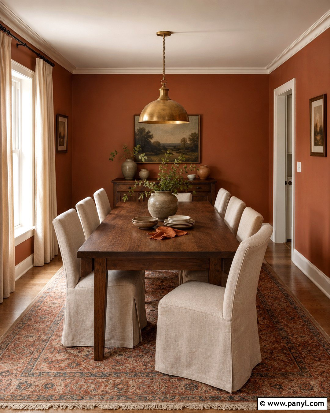 Burnt Sienna Dining Room With Dark Wood - 20 burnt sienna wall paint ideas
