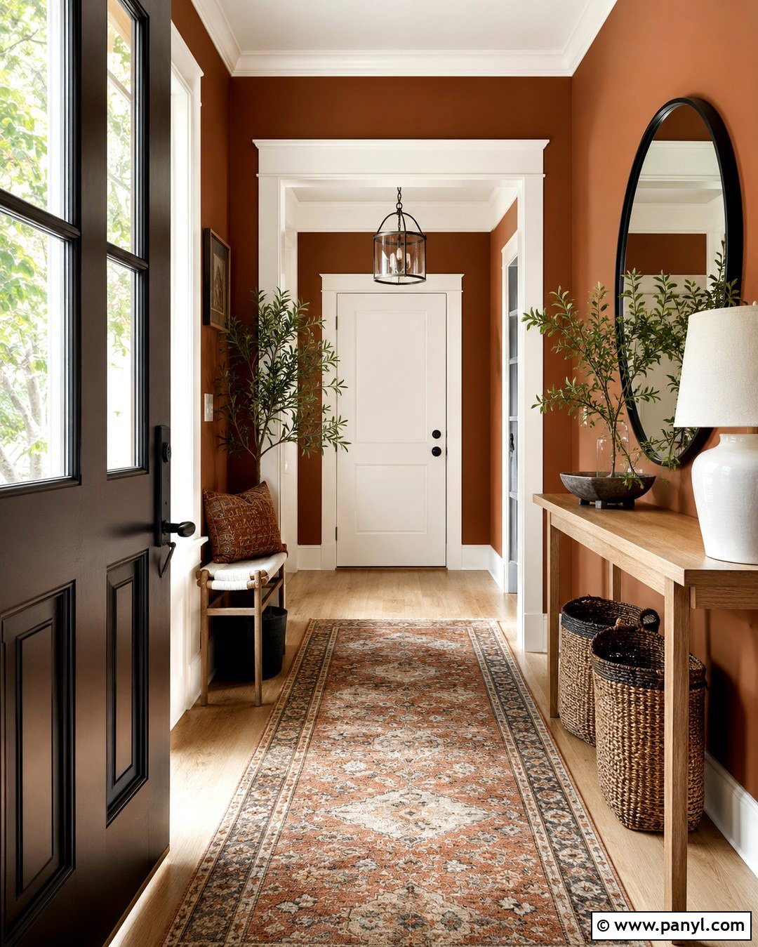 Burnt Sienna Entryway Walls With White Trim - 20 burnt sienna walls