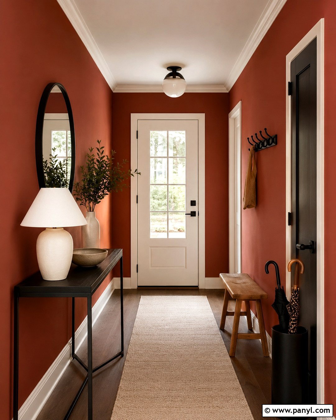 Burnt Sienna Entryway With Black Accents - 20 burnt sienna wall paint ideas