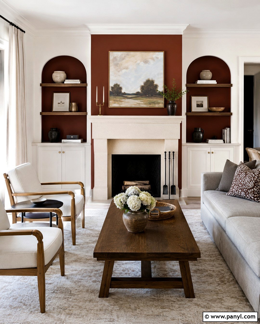 Burnt Sienna Fireplace Wall With White Walls - 20 burnt sienna wall paint ideas