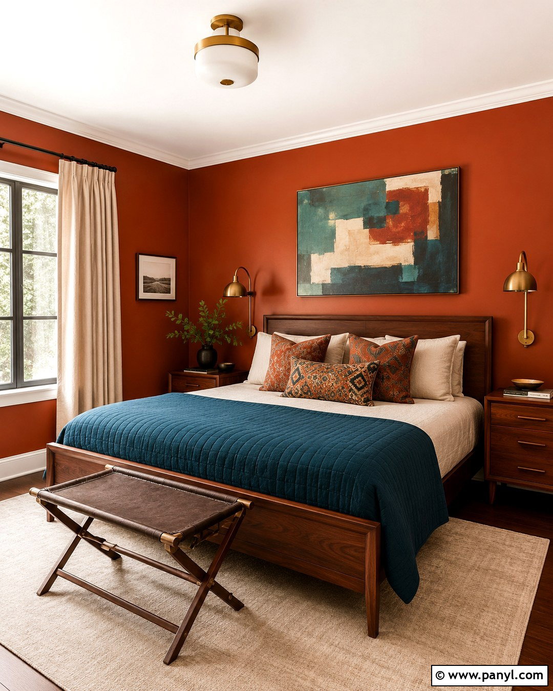 Burnt Sienna Guest Bedroom Walls With Teal Bedding - 20 burnt sienna walls