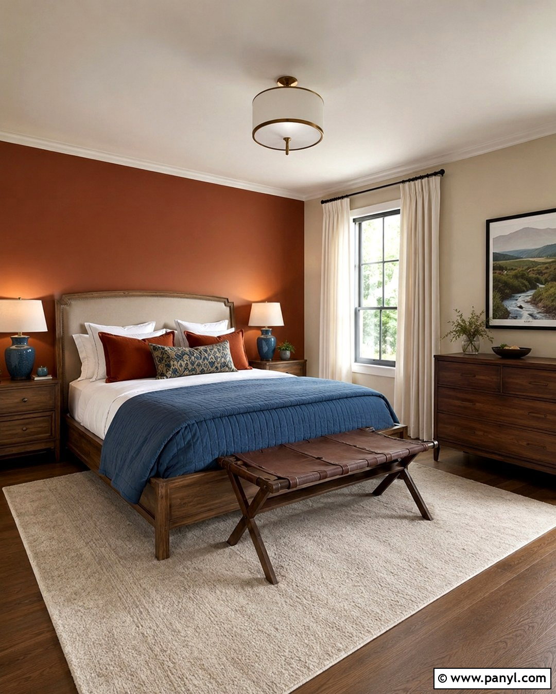 Burnt Sienna Guest Room With Dusty Blue - 20 burnt sienna wall paint ideas