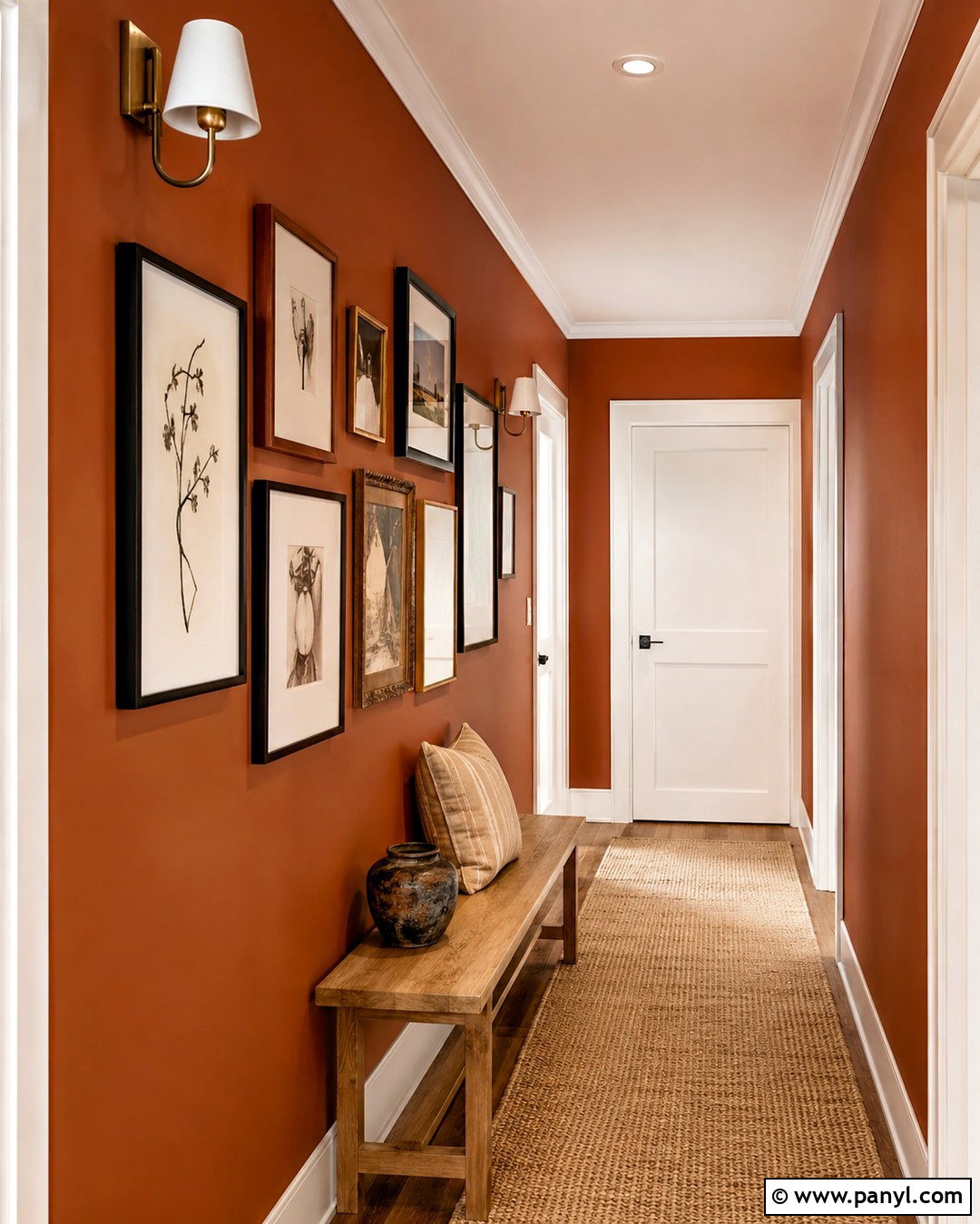 Burnt Sienna Hallway With Gallery Wall - 20 burnt sienna wall paint ideas