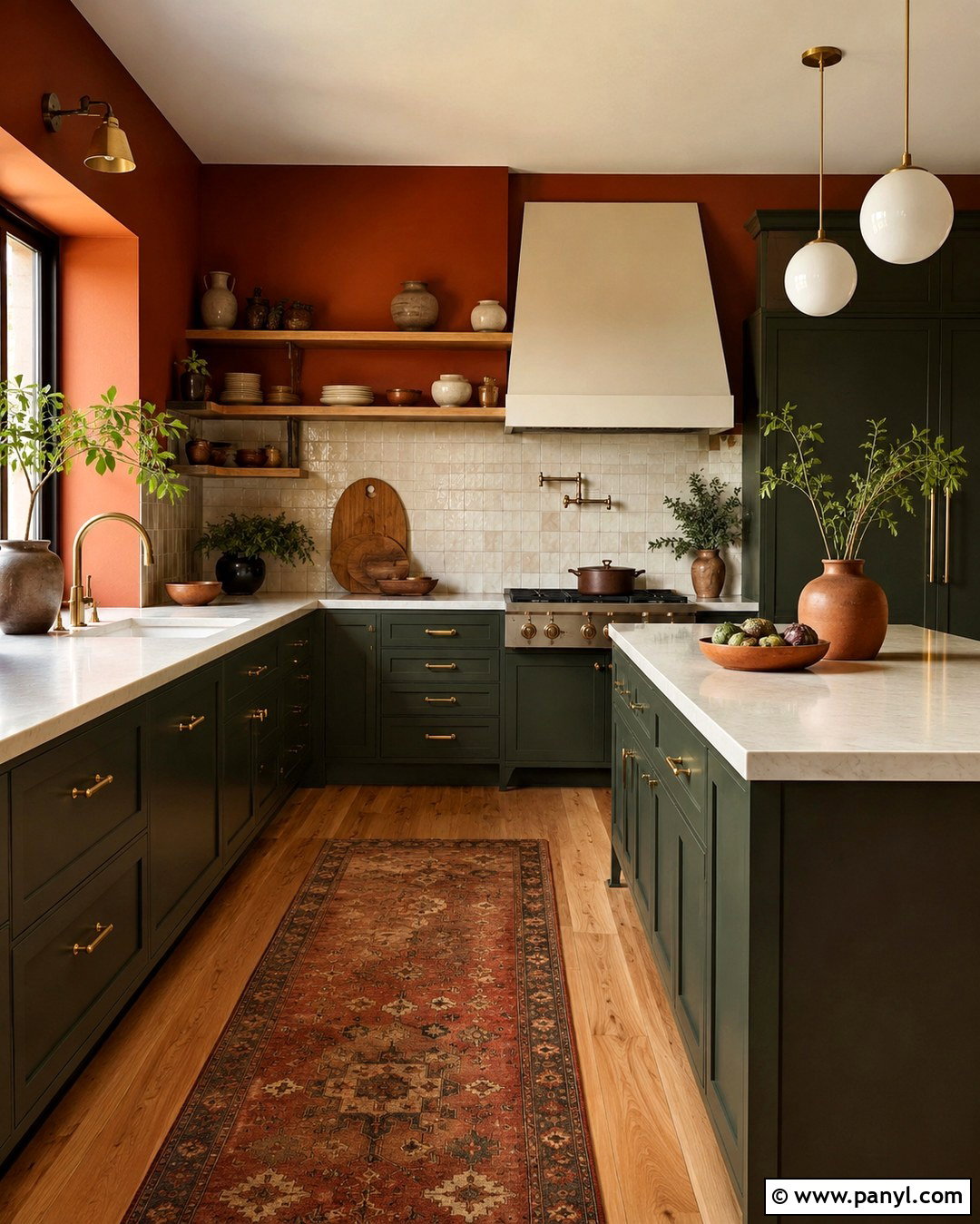 Burnt Sienna Kitchen Walls With Green Cabinets - 20 burnt sienna walls