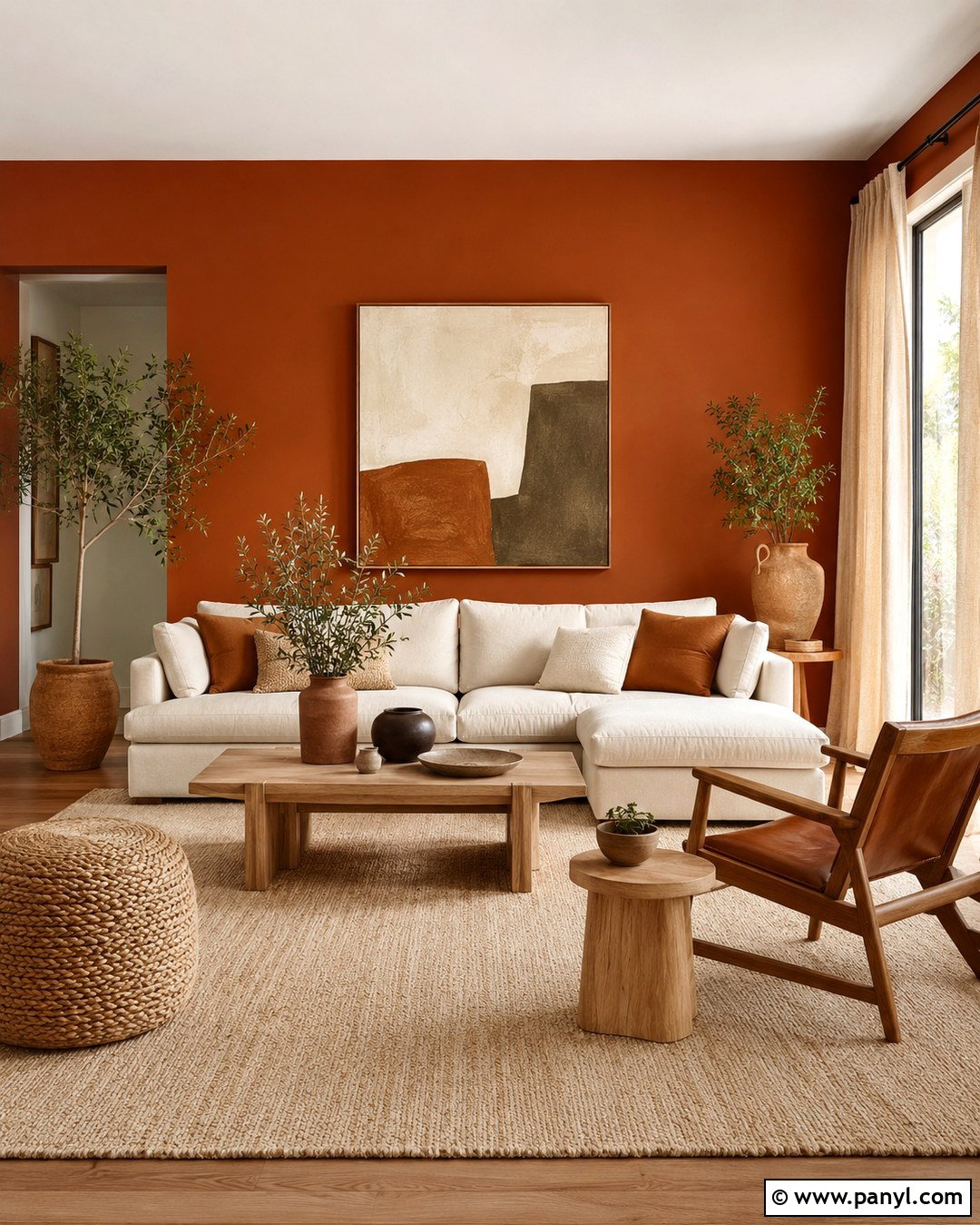 Burnt Sienna Living Room Walls With Cream Sofa - 20 burnt sienna walls