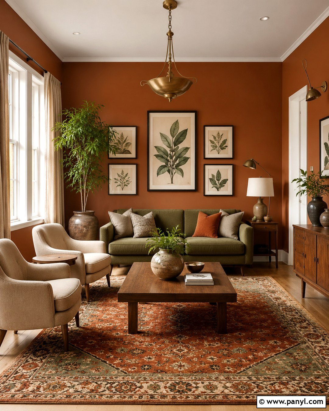 Burnt Sienna Living Room Walls With Sage Green - 20 burnt sienna walls