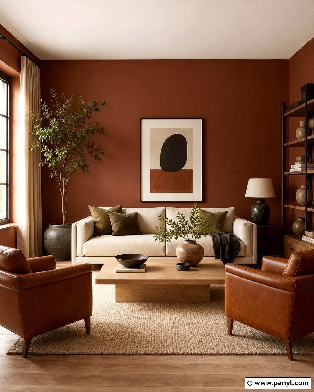 Burnt Sienna Living Room With Cream Sofa - 20 burnt sienna wall paint ideas