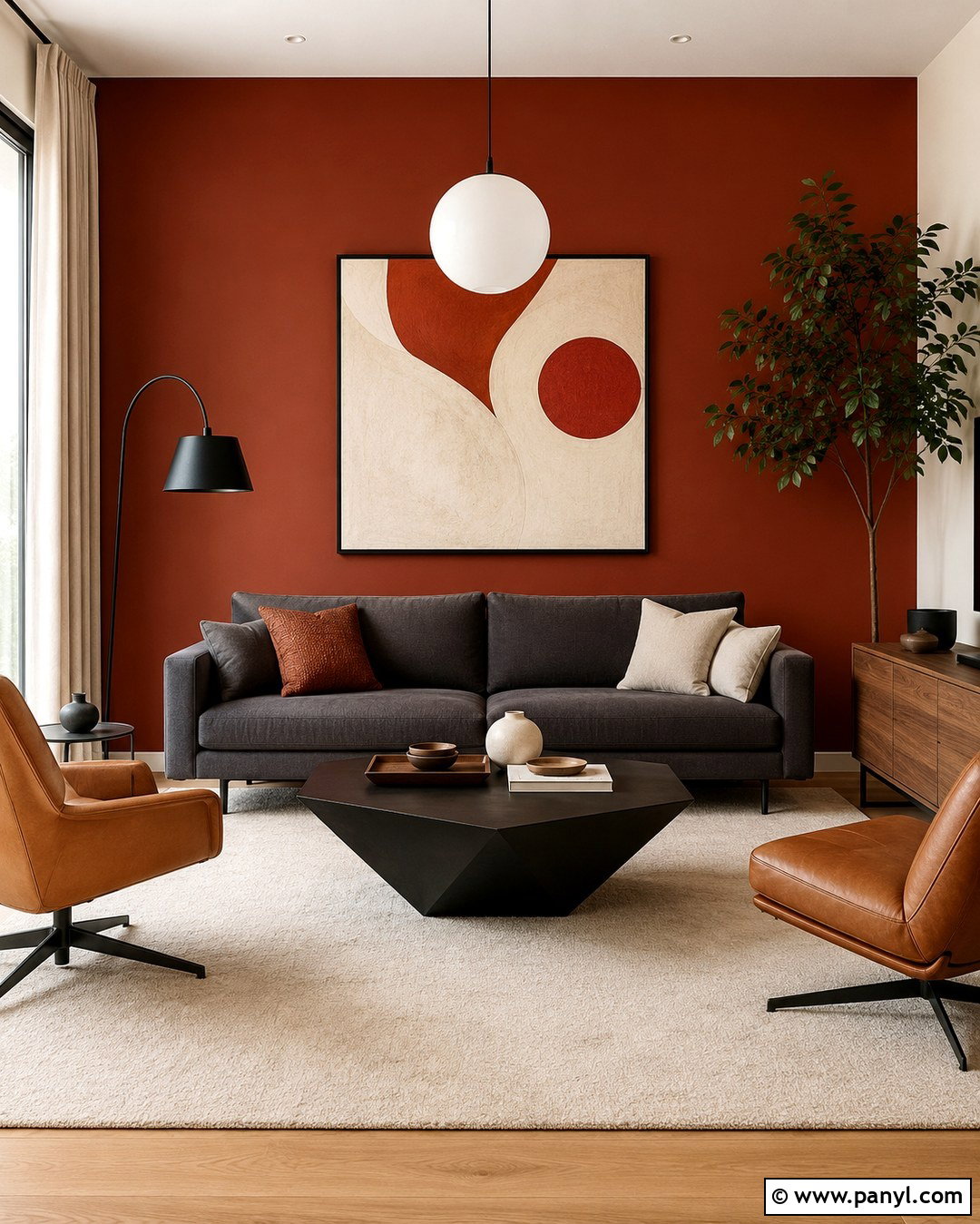 Burnt Sienna Modern Room With Charcoal - 20 burnt sienna wall paint ideas