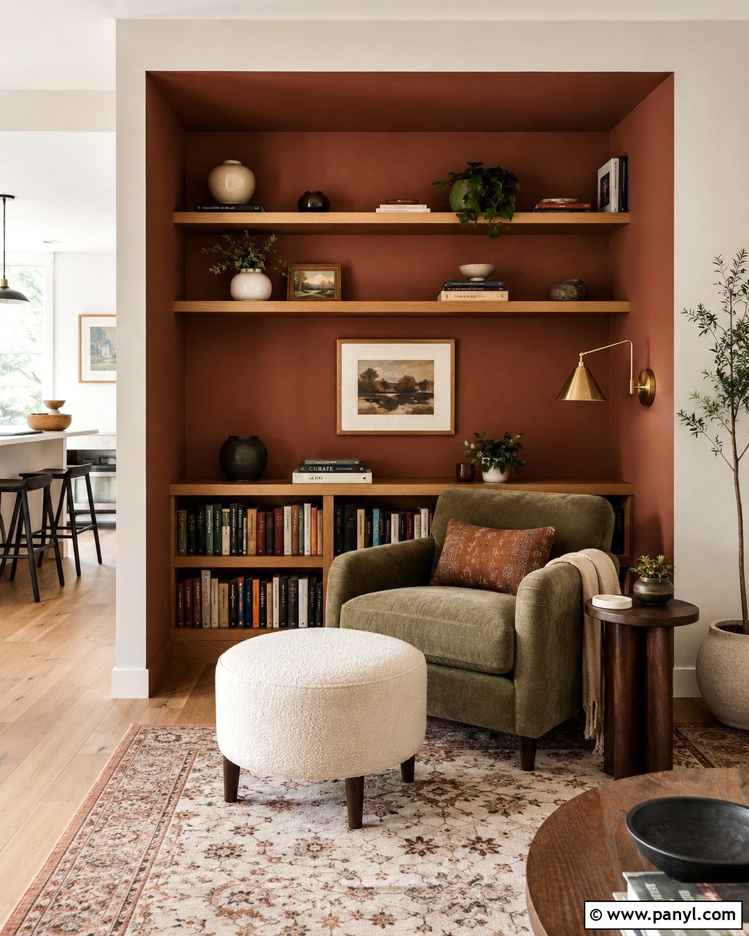 Burnt Sienna Reading Nook With Sage Green - 20 burnt sienna wall paint ideas