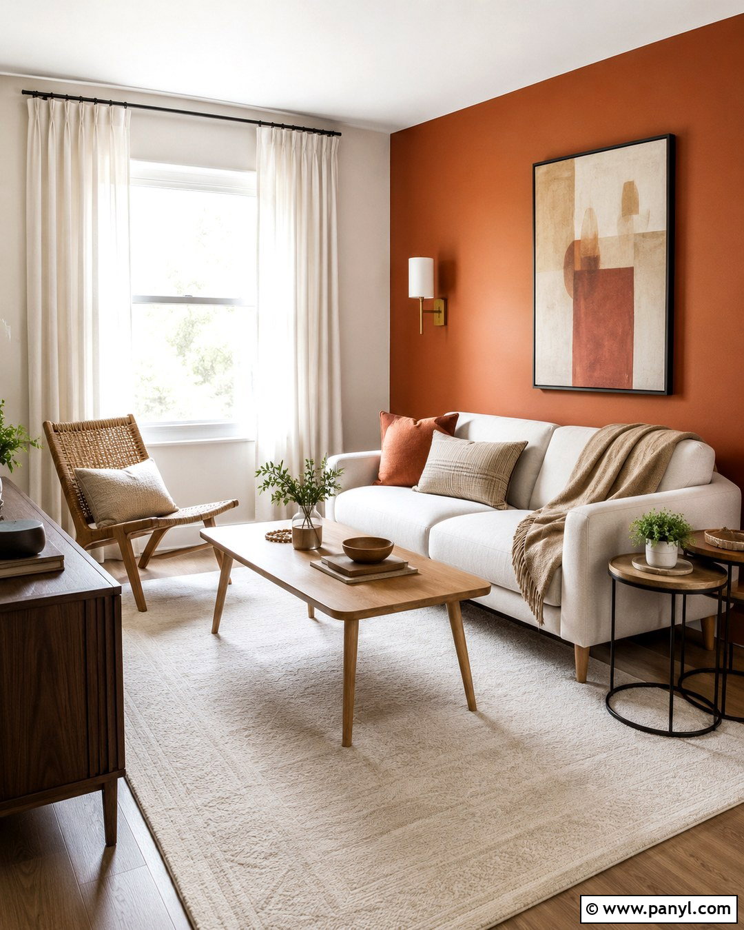 Burnt Sienna Small Living Room With Light Oak - 20 burnt sienna wall paint ideas