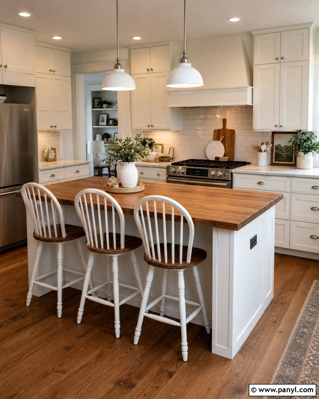 Butcher Block With Alabaster Walls And White Cabinets - 25 Alabaster Walls With White Cabinets