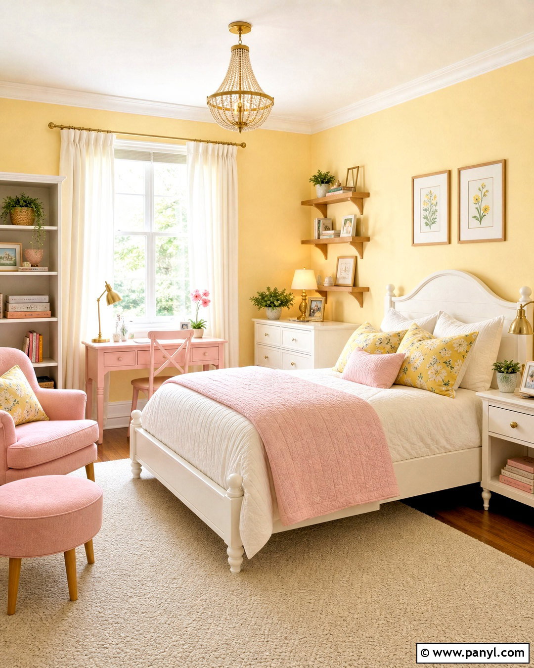 Butter Yellow And Pale Pink Girls Bedroom - 20 girls bedroom color ideas