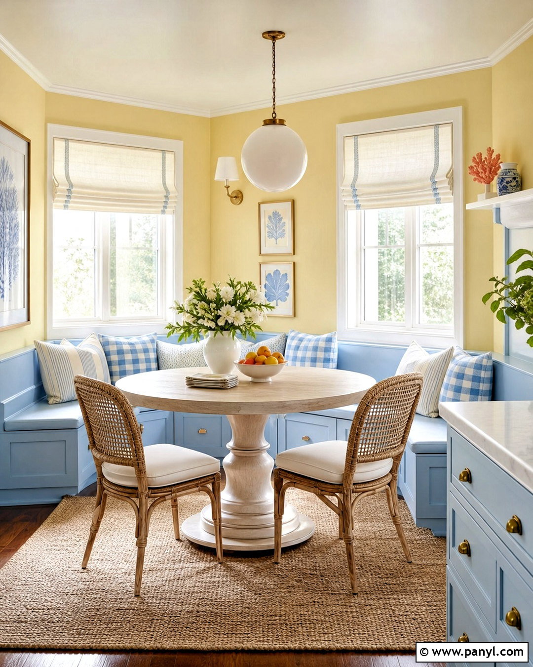 Butter Yellow And Powder Blue Breakfast Nook Color Combination - 20 color combinations home ideas