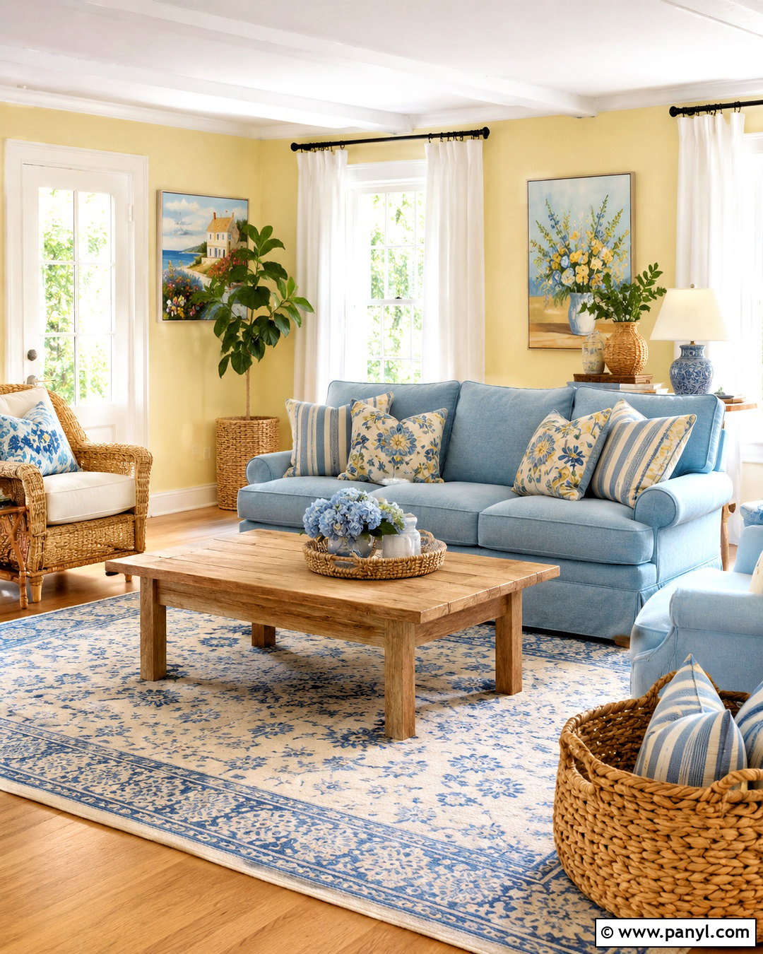 Butter Yellow And Sky Blue Living Room - 20 living room color combination ideas