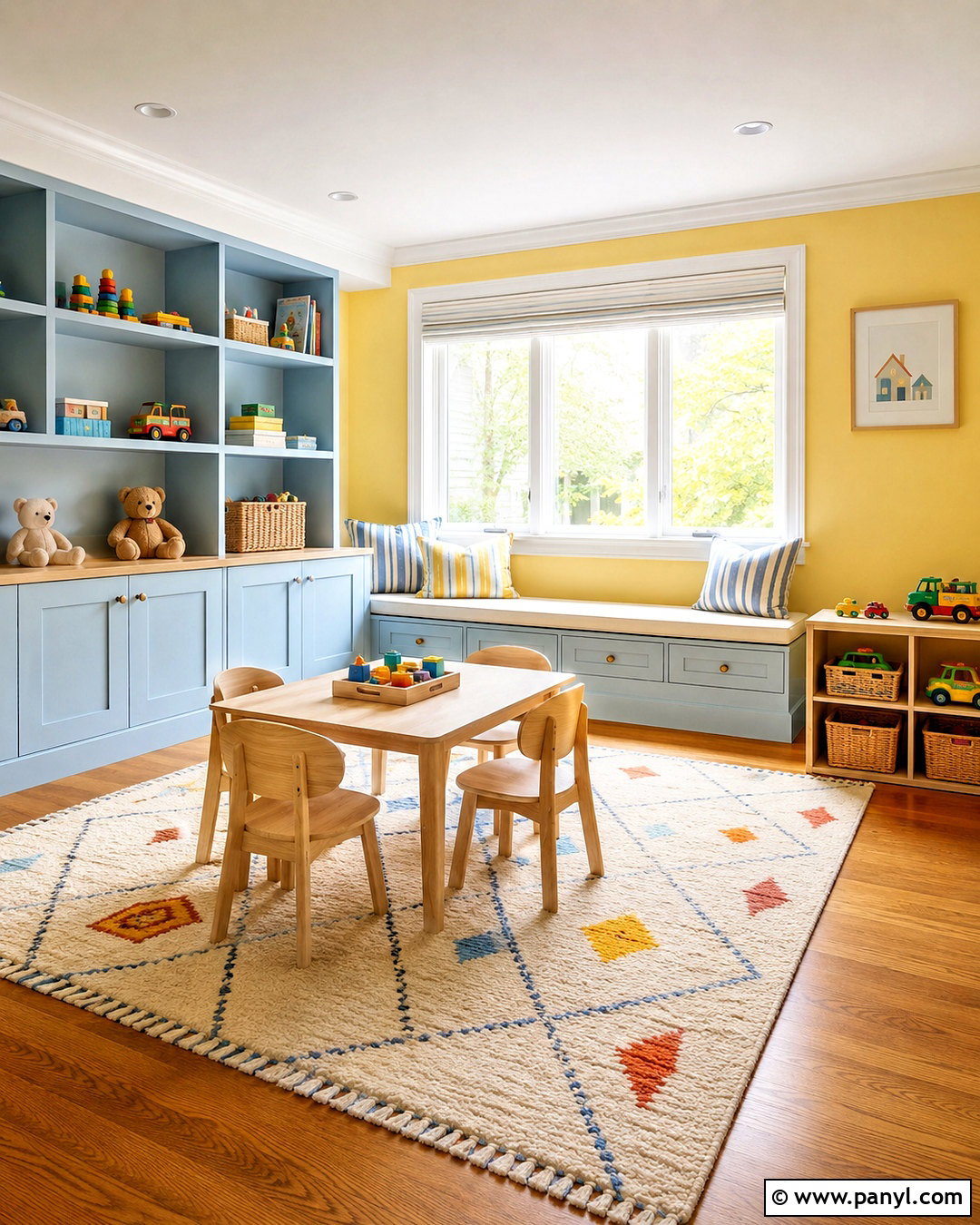 Butter Yellow And Soft Blue Playroom - 20 playroom color scheme ideas