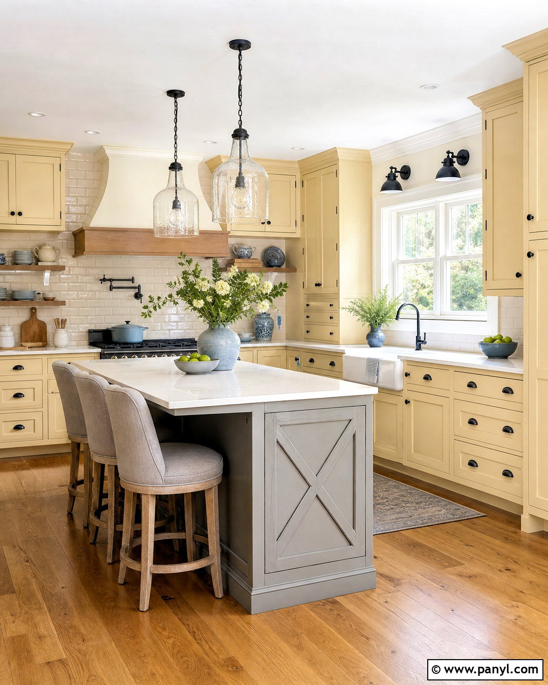 Butter Yellow And Soft Gray Farmhouse Kitchen - 20 farmhouse kitchen color scheme ideas