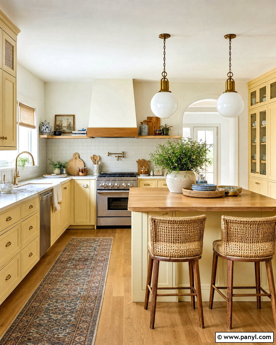 Butter Yellow And Soft White Kitchen Color Scheme - 20 home colour design ideas