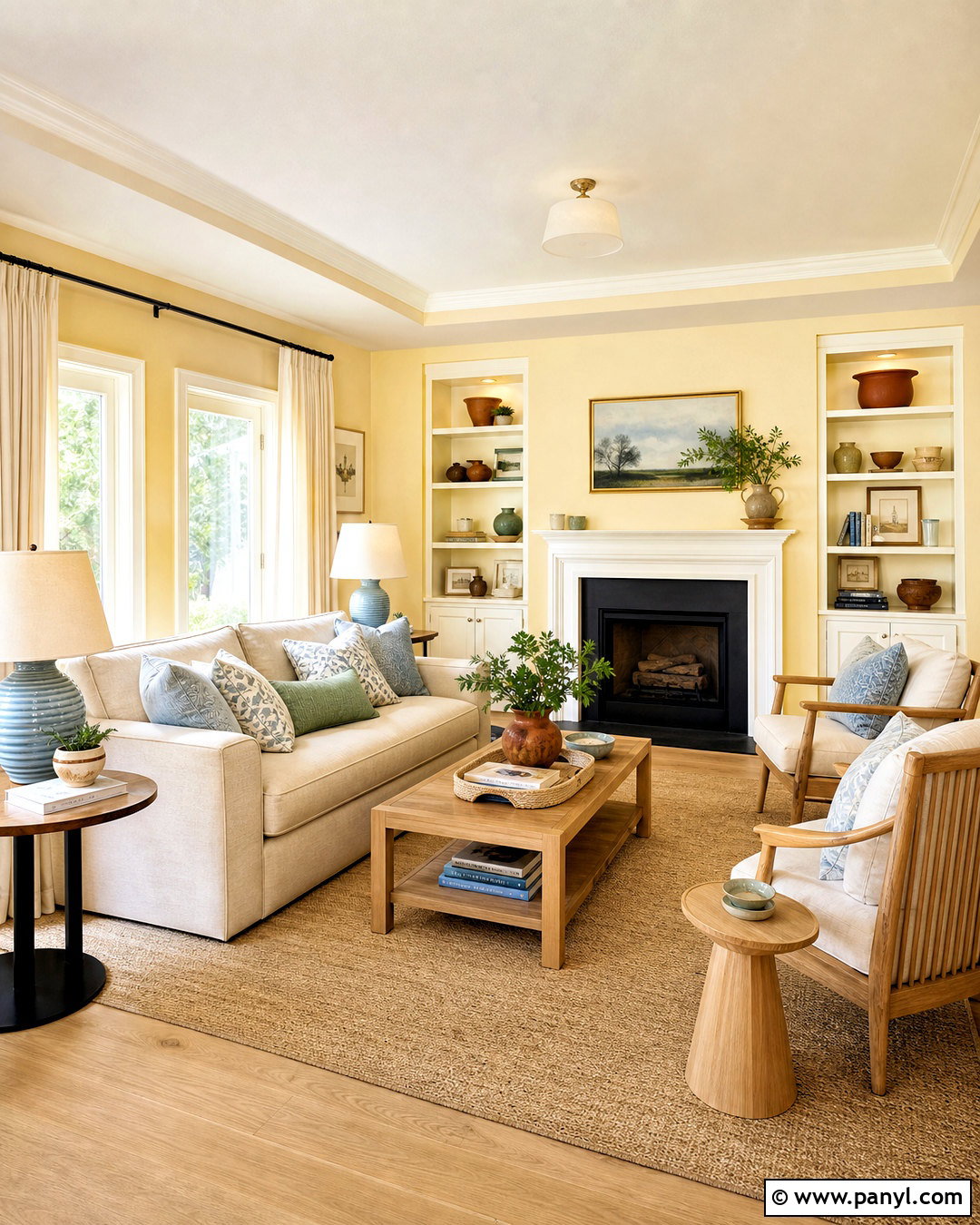 Butter Yellow And Warm White Hall Room - 20 hall room color ideas