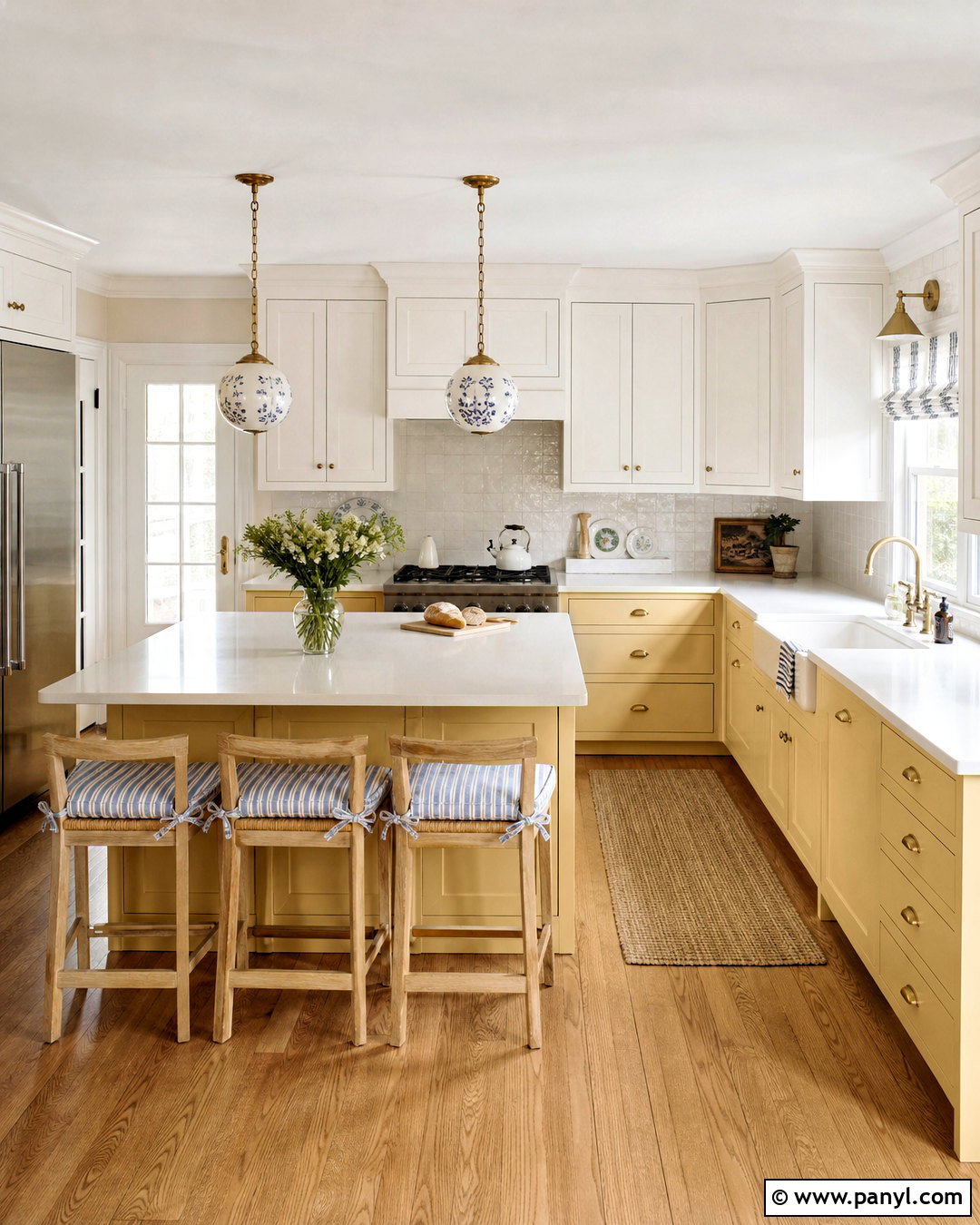 Butter Yellow And Warm White Kitchen Cabinets - 20 kitchen cabinets colour combinations