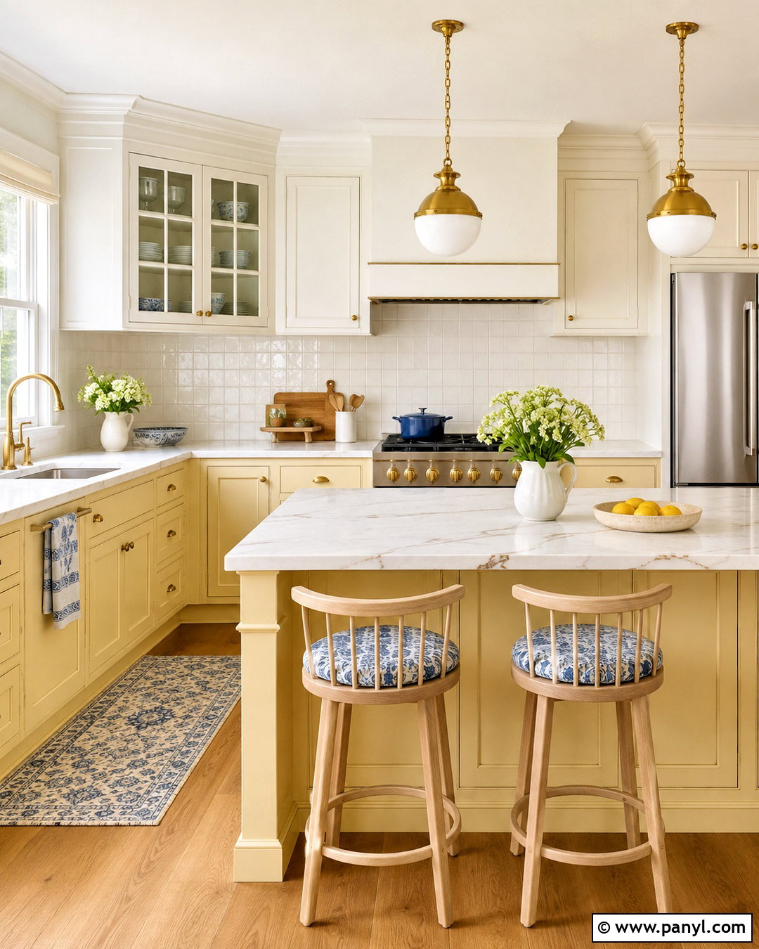 Butter Yellow And White Kitchen - 20 popular kitchen color combinations