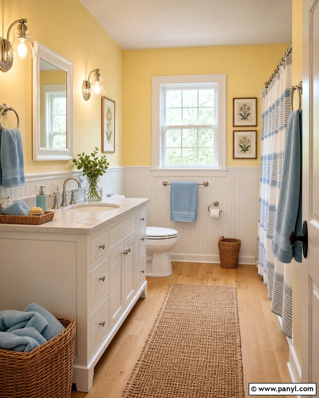 Butter Yellow Bathroom Walls - 25 Painted Walls Bathroom Ideas