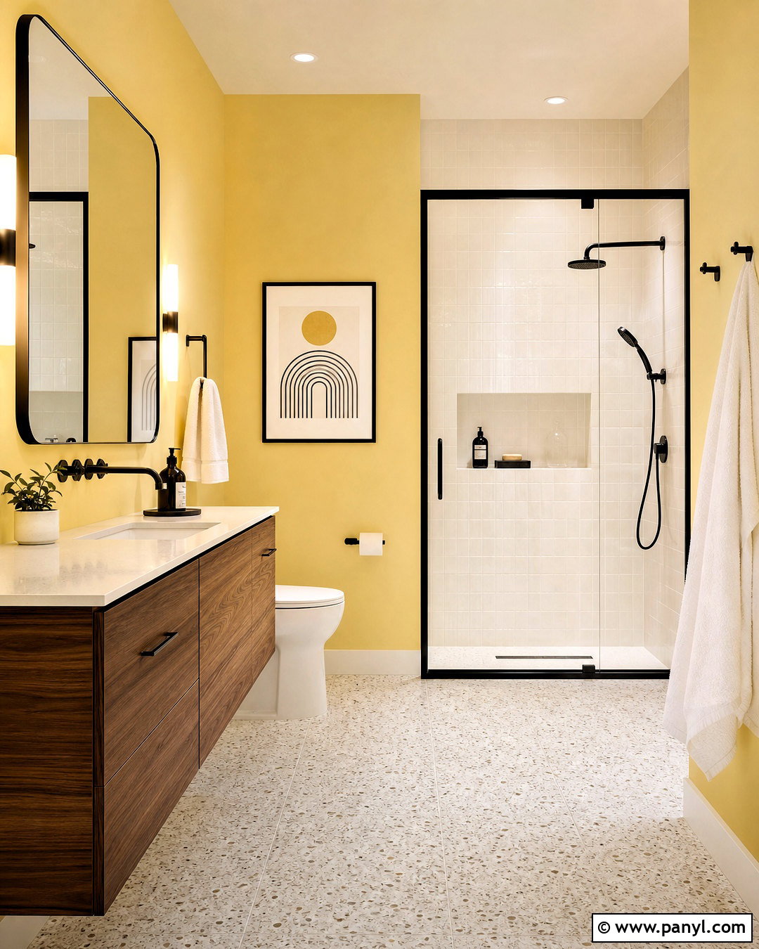 Butter Yellow Bathroom With Black Accents - 20 butter yellow bathroom ideas